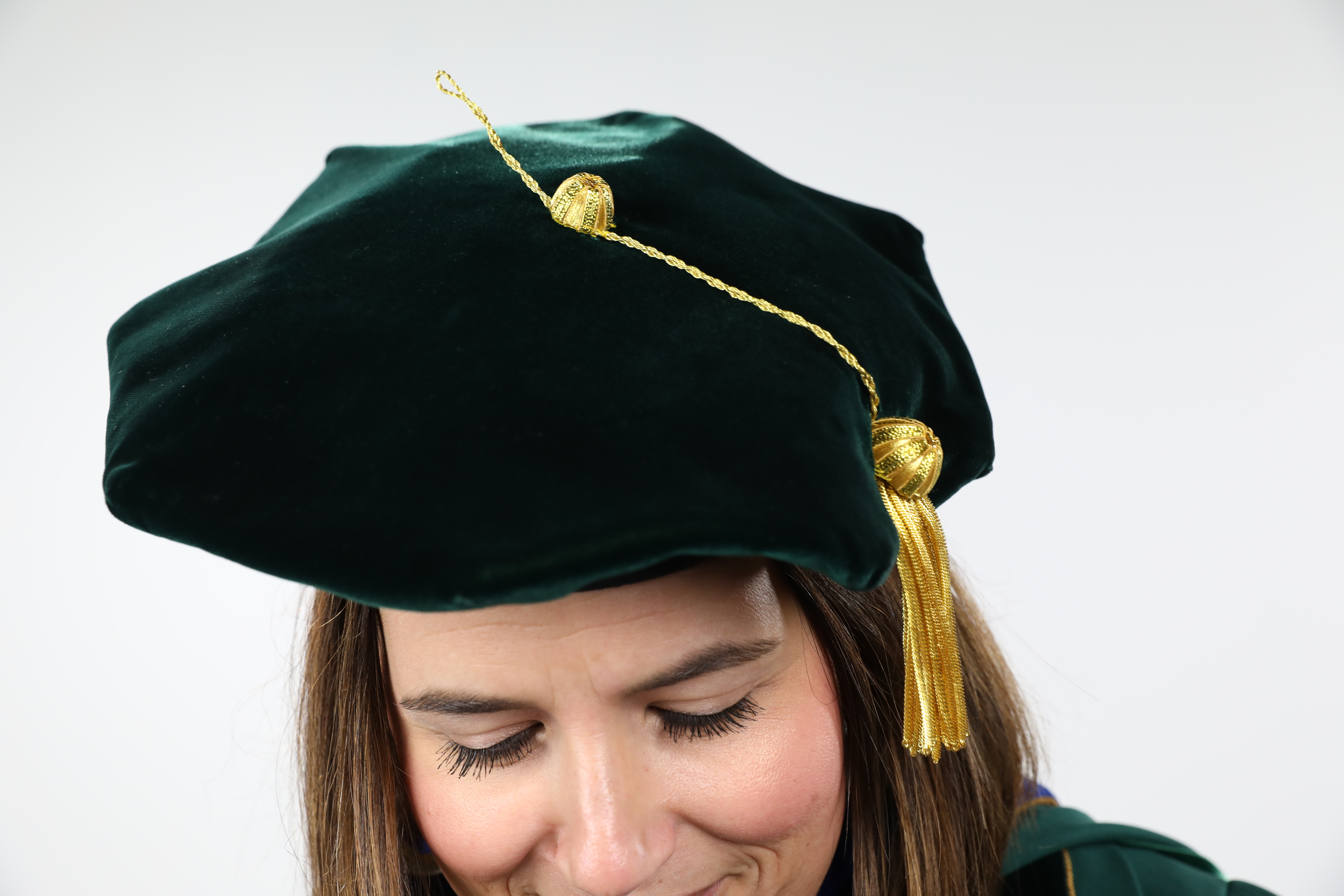 Detail view of cap for doctoral regalia
