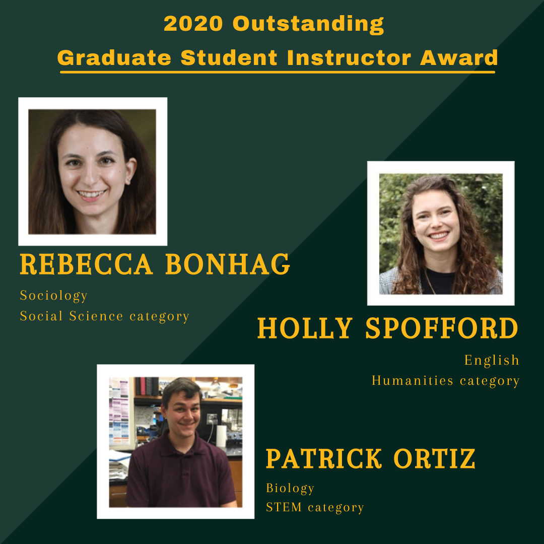 2020 Outstanding Graduate Student Instructor Award winners
