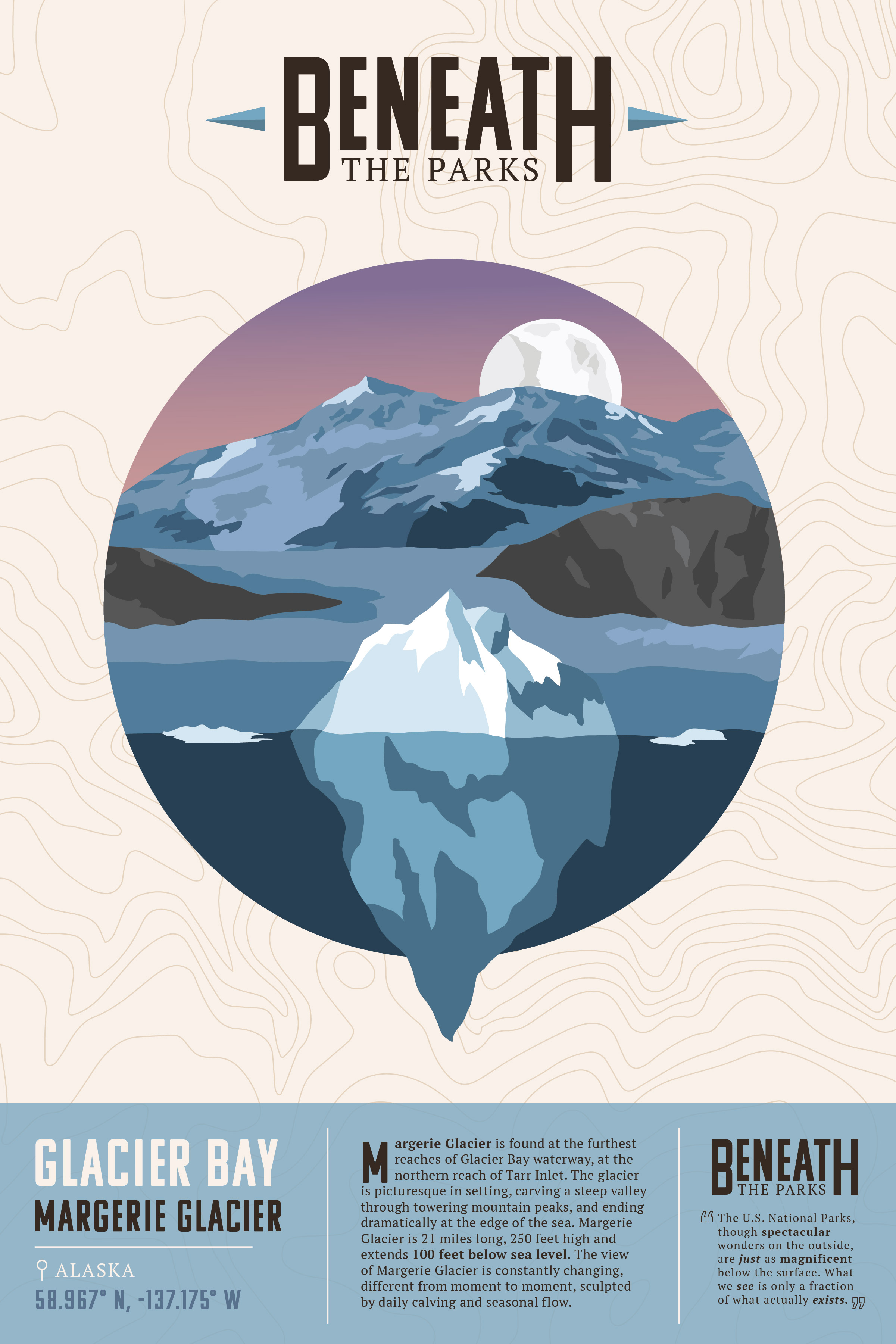 Beneath the Parks: Glacier National Park Poster<br>2022<br>Epson InkJet Print<br>24 x 16