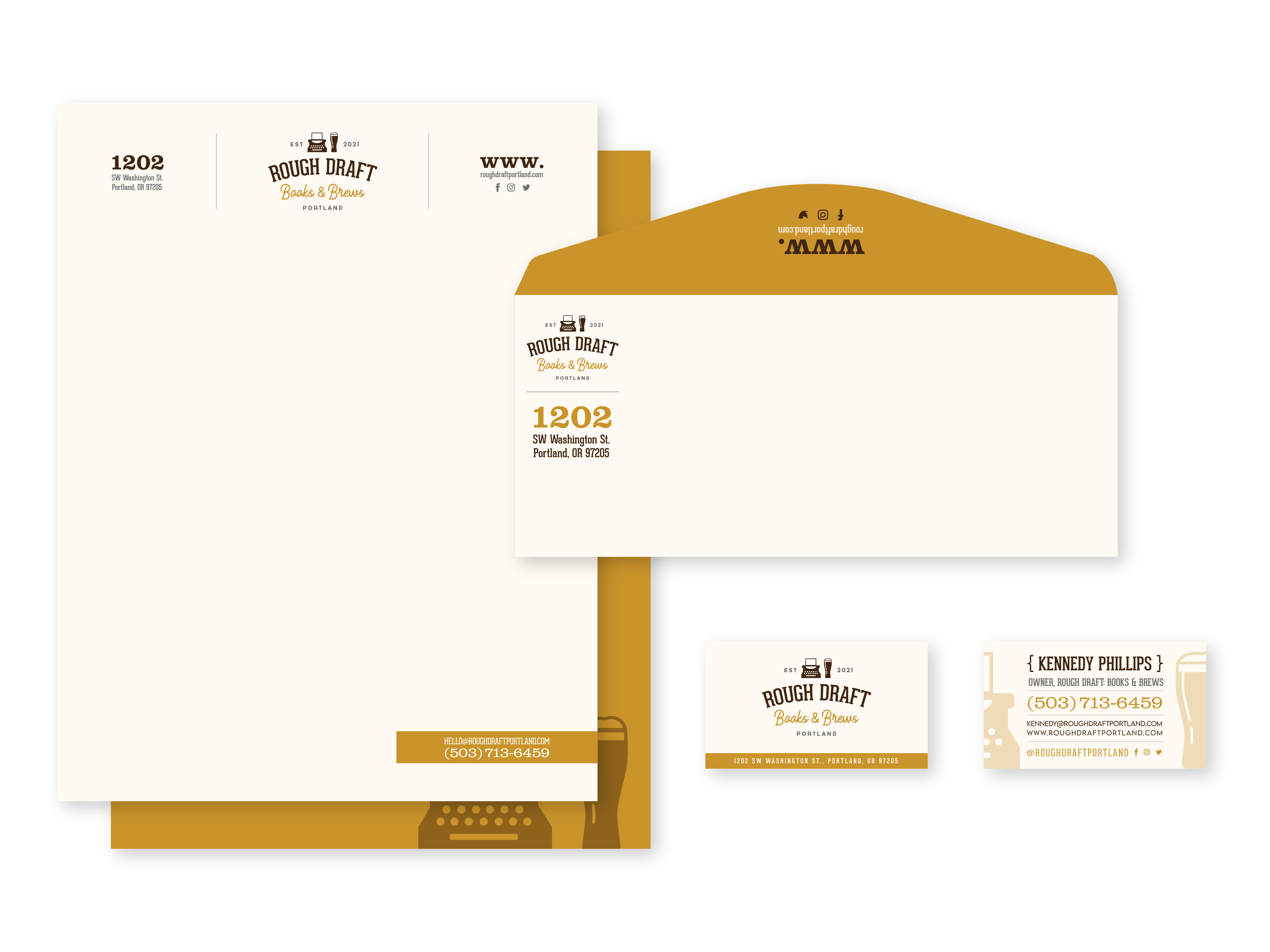 Rough Draft: Books & Brews Identity<br>2022<br>Epson InkJet Print<br>15 x 20