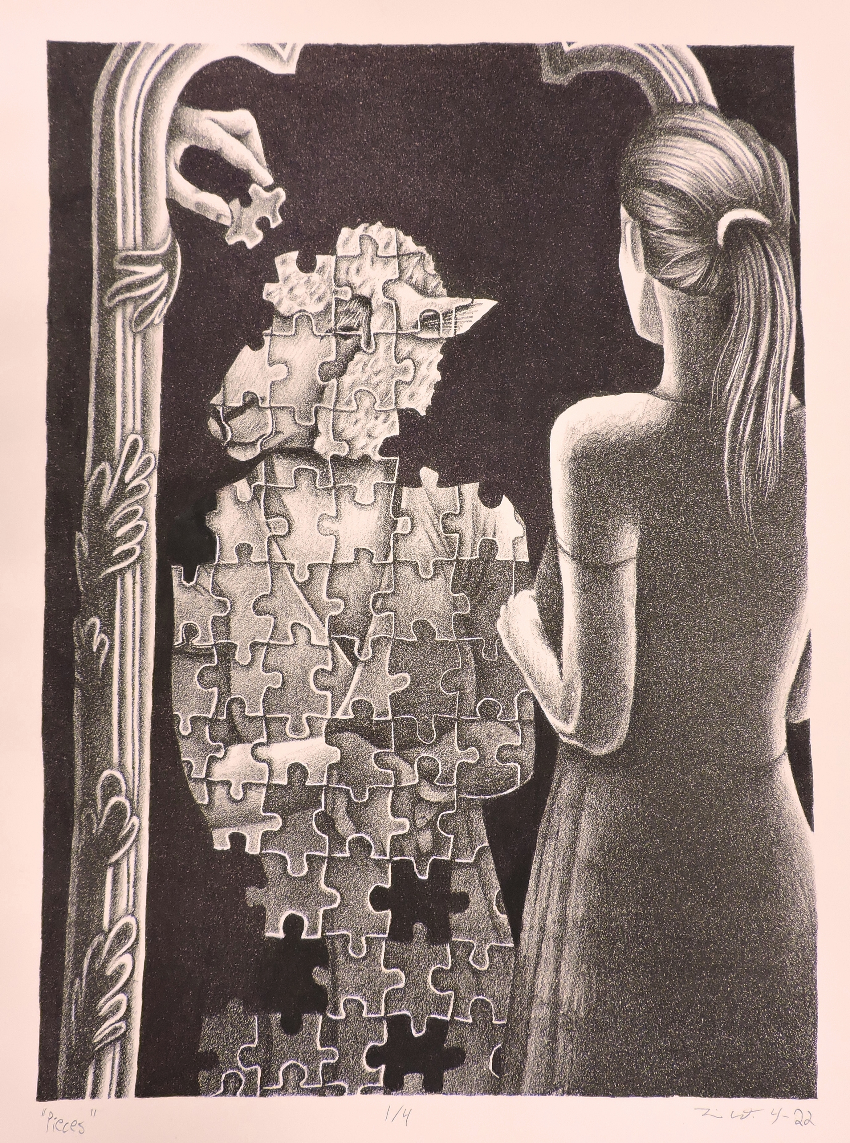 Pieces<br>2022<br>Lithography and Watercolor<br>10 x 14