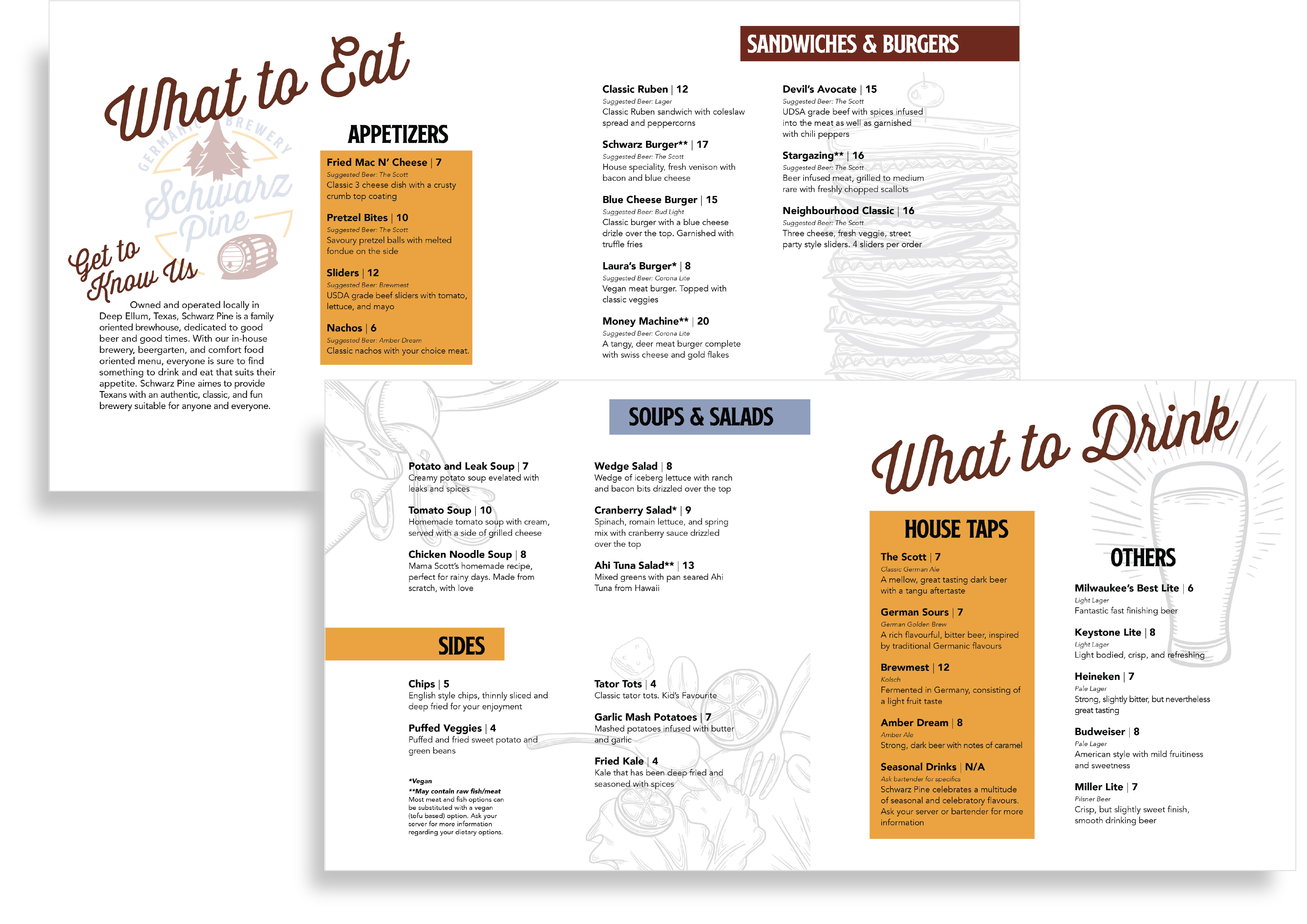 Schwarz Pine Menu<br>2021<br>Adobe Indesign<br>8 x 8