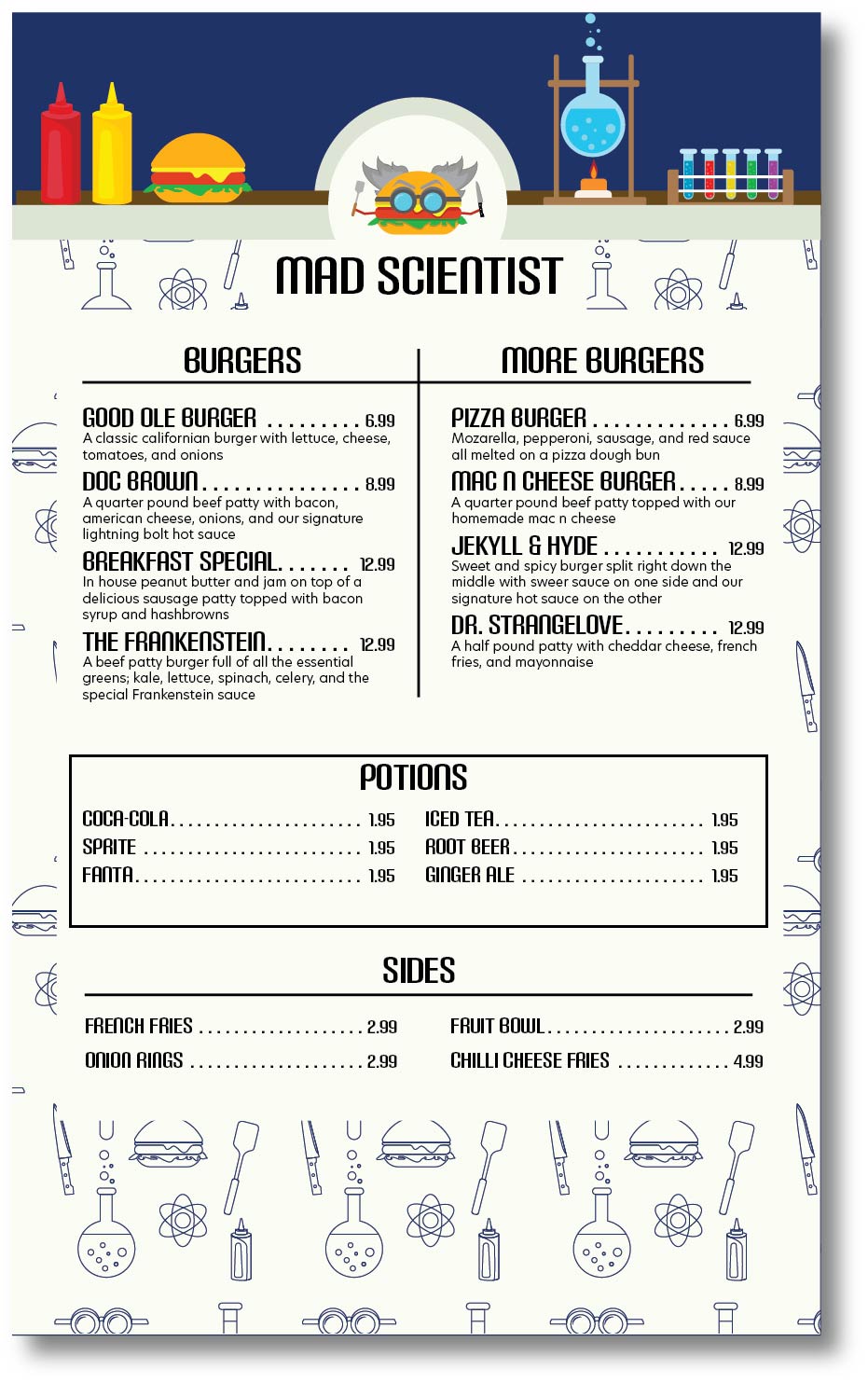 Mad Scientist Menu<br>2022<br>EPSON Inkjet Print<br>12 x 7.5