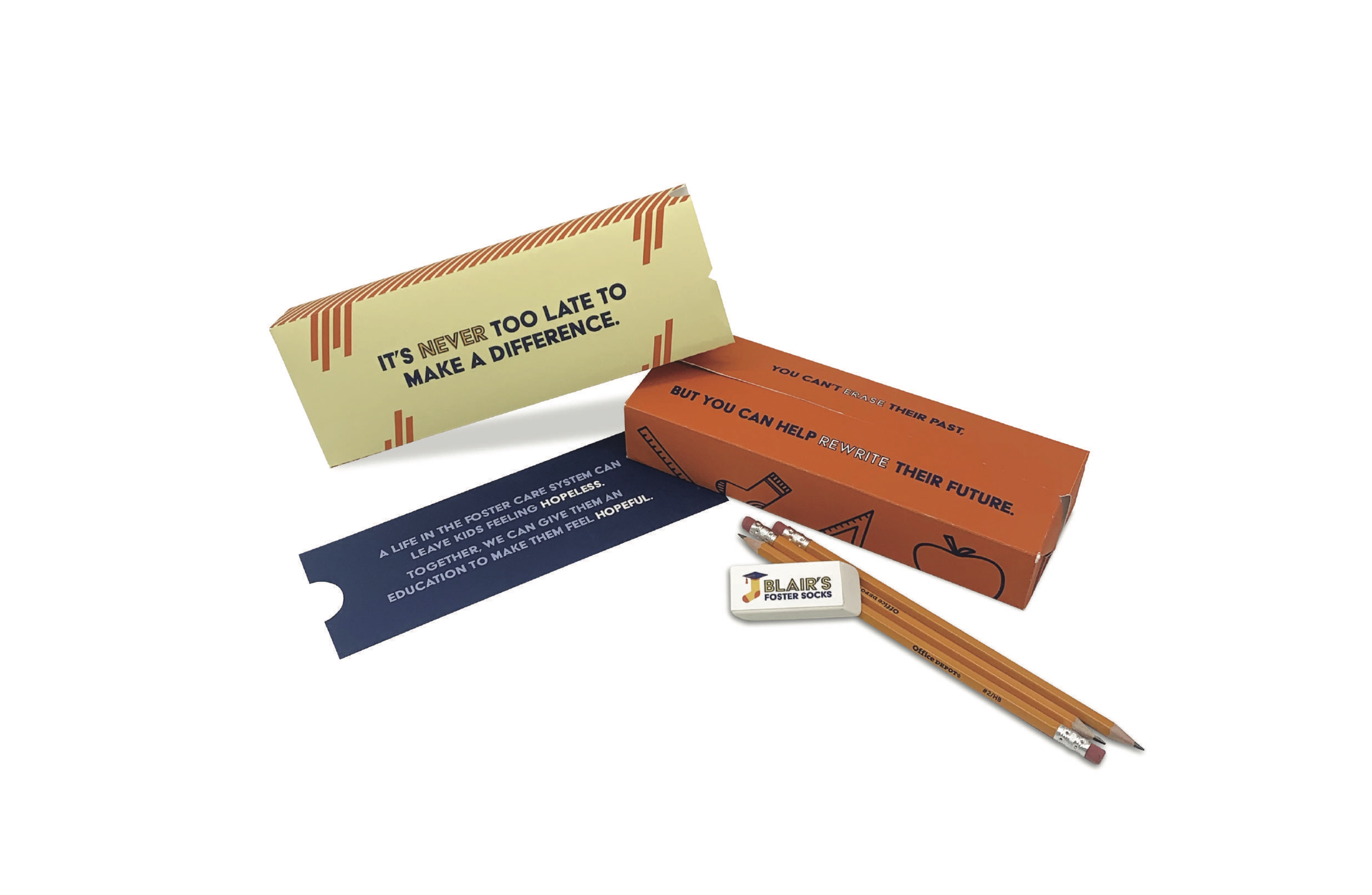 Blairs Foster Socks Package Design<br>2022<br>Epson Inkjet Print<br>3 x 8.5 x 1.5