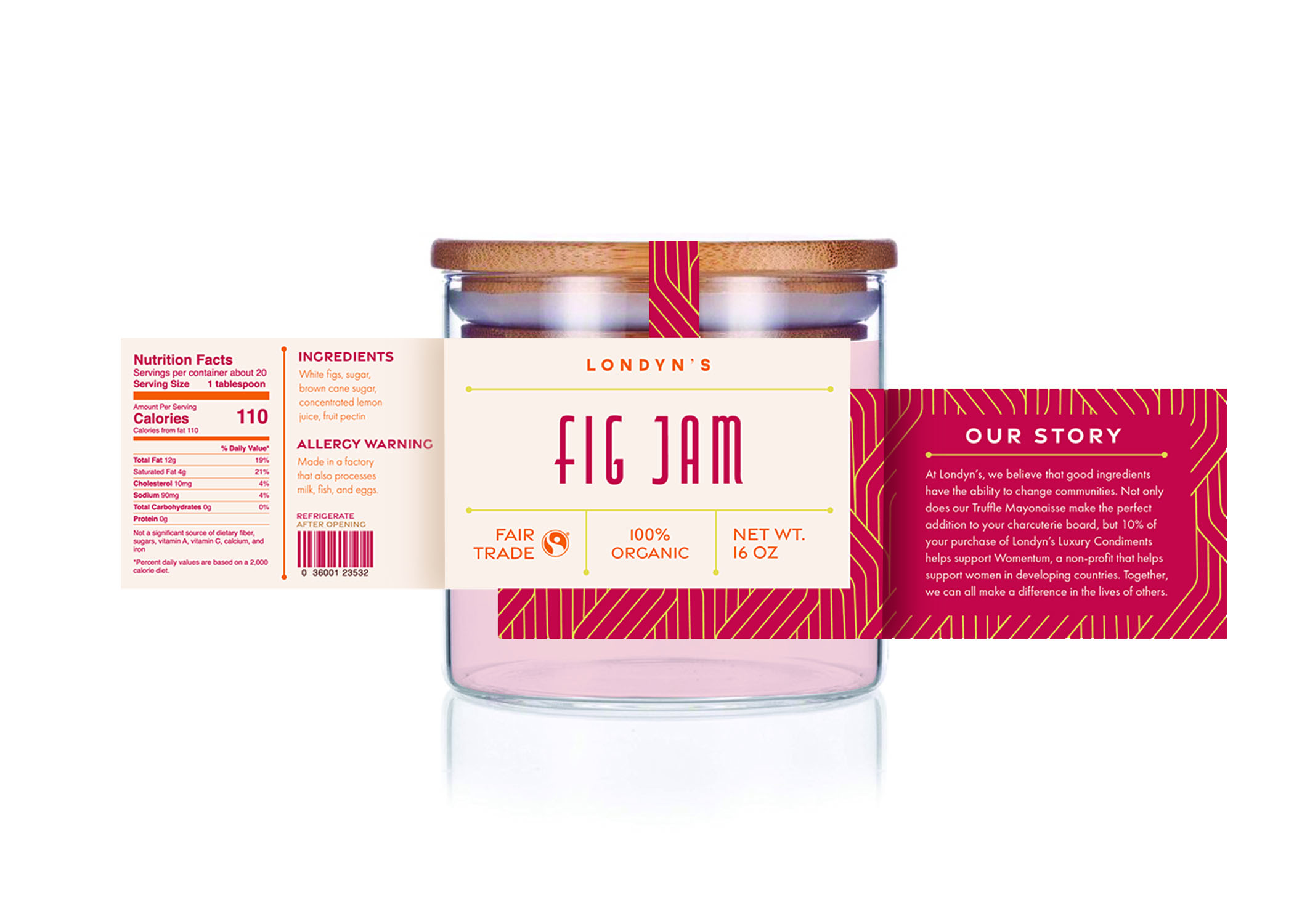 Londyns Fine Condiments Package Design Fig Jam<br>2022<br>Epson Inkjet Print<br>7 x 7 x 8