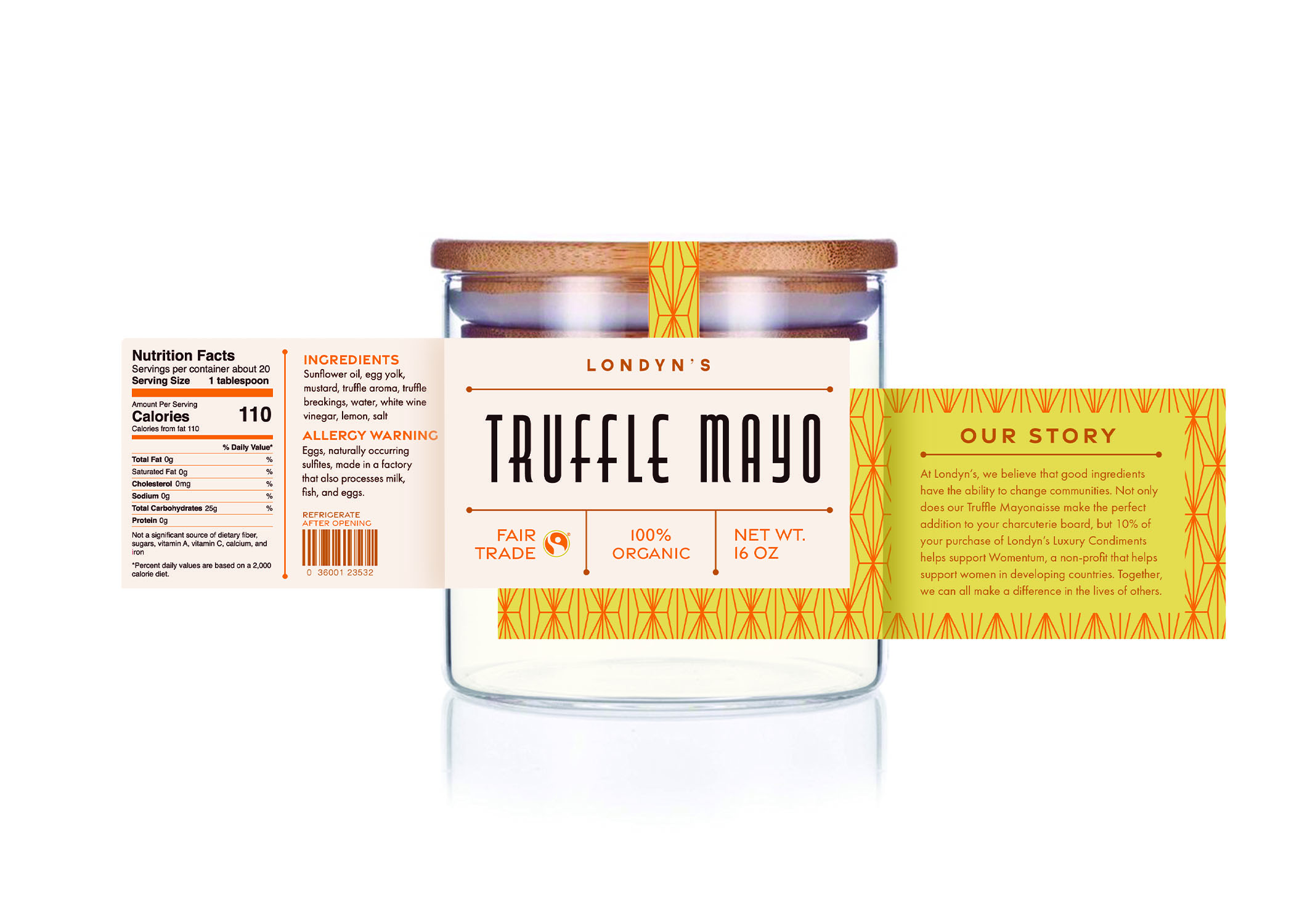 Londyns Fine Condiments Package Design Fig Truffle<br>2022<br>Epson Inkjet Print<br>7 x 7 x 8